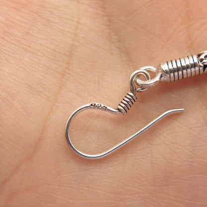 925 Sterling Silver Vintage Eternal Curve Tribal Dangling Earrings