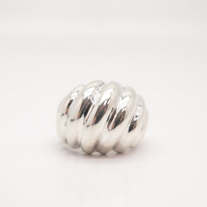 925 Sterling Silver Vintage Ribbed Ring Size 8 3/4