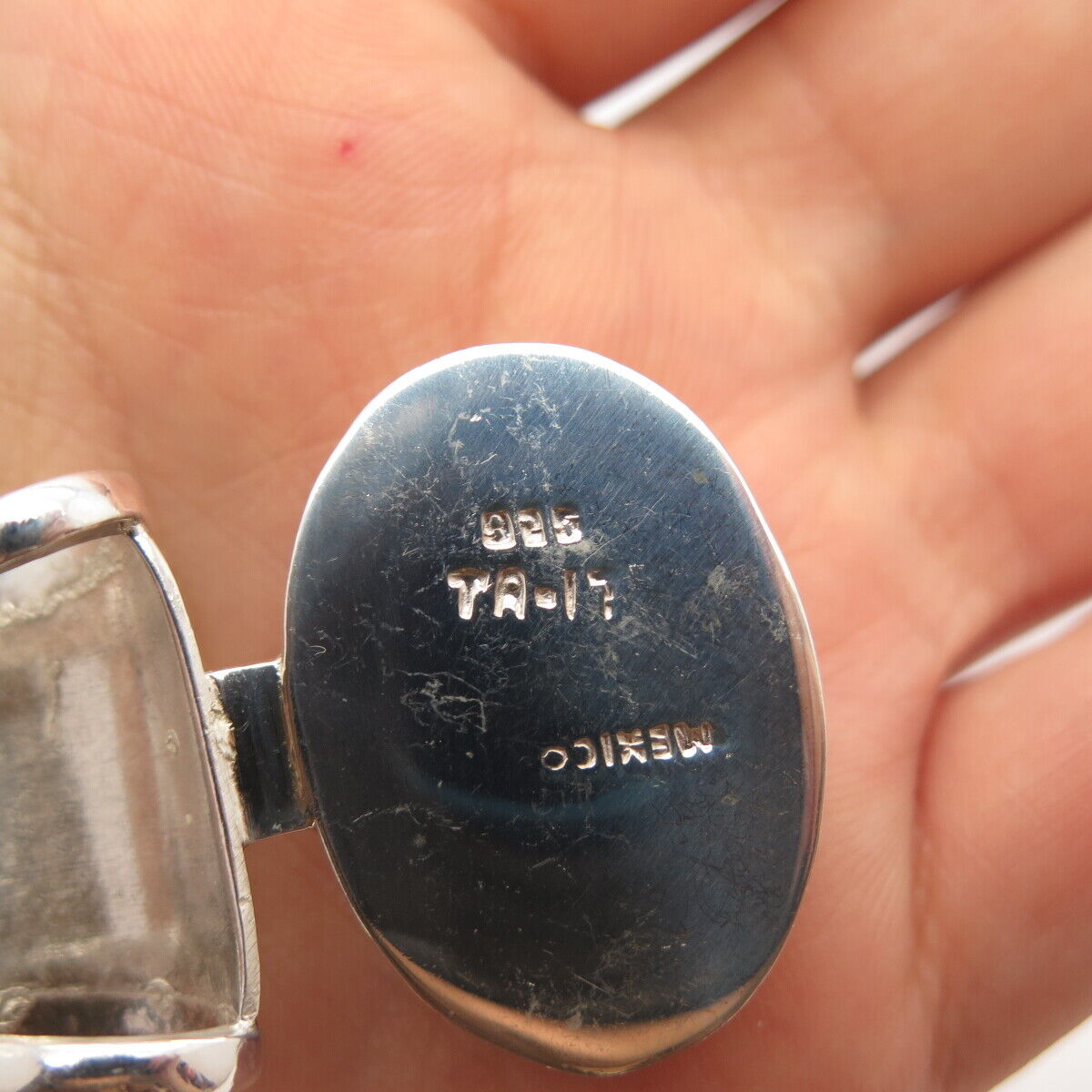 925 Sterling Silver Vintage Mexico Real Lapis Lazuli Gemstone Slide Pendant