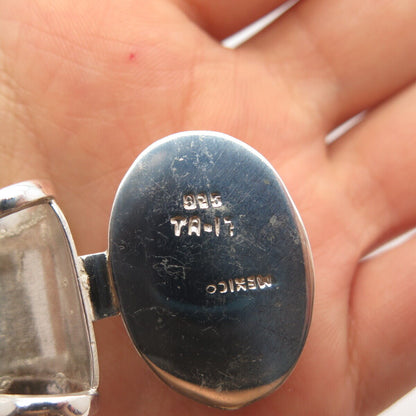 925 Sterling Silver Vintage Mexico Real Lapis Lazuli Gemstone Slide Pendant