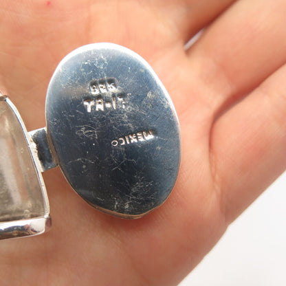 925 Sterling Silver Vintage Mexico Real Lapis Lazuli Gemstone Slide Pendant