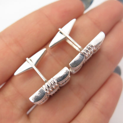 925 Sterling Silver Vintage Wicker Square Cufflinks