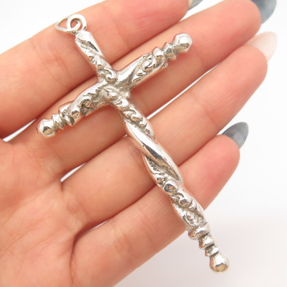 925 Sterling Silver Antique Twisted Cross Pendant