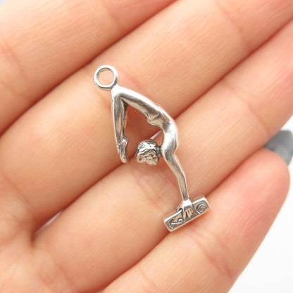 925 Sterling Silver Vintage Shube Gymnast / Athlete Girl Charm Pendant