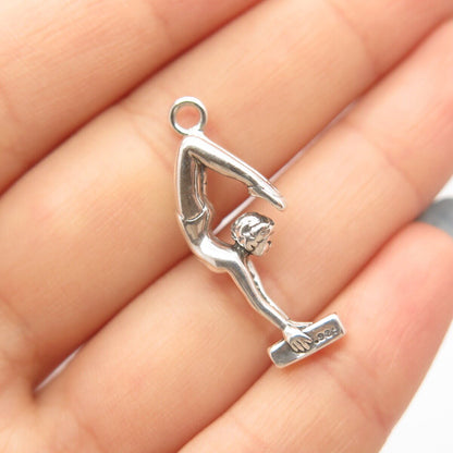 925 Sterling Silver Vintage Shube Gymnast / Athlete Girl Charm Pendant