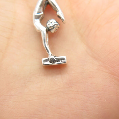 925 Sterling Silver Vintage Shube Gymnast / Athlete Girl Charm Pendant