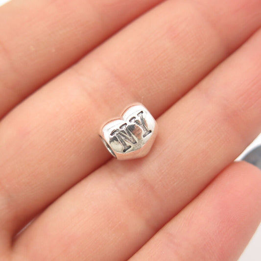 925 Sterling Silver Chamilia "NY" Heart Bead Charm