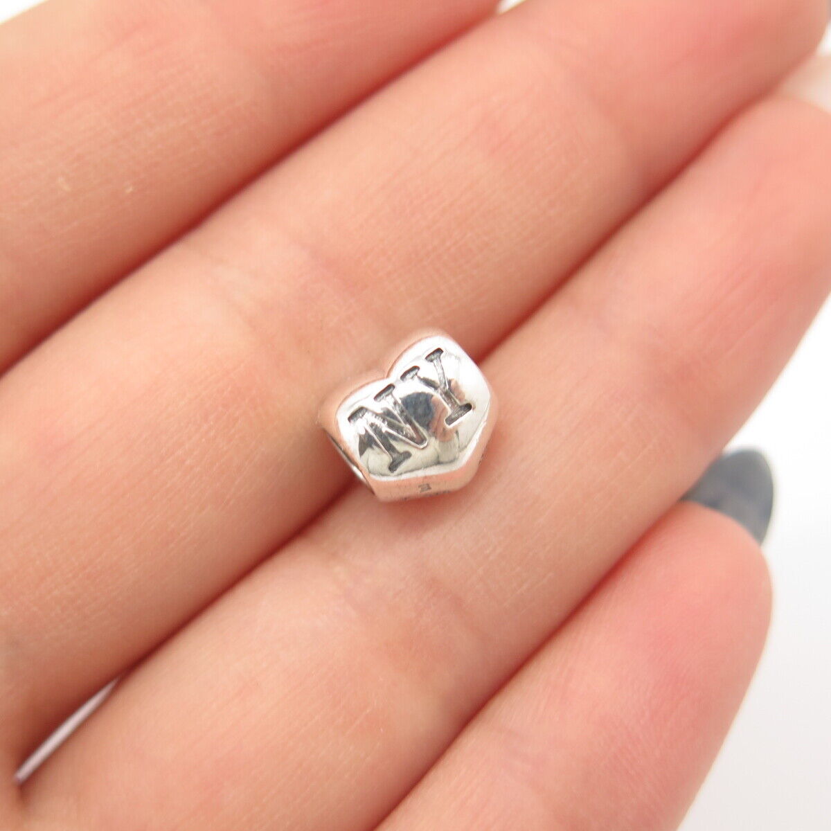 925 Sterling Silver Chamilia "NY" Heart Bead Charm