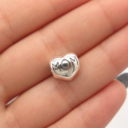 925 Sterling Silver Chamilia "Mom" Heart Bead Charm