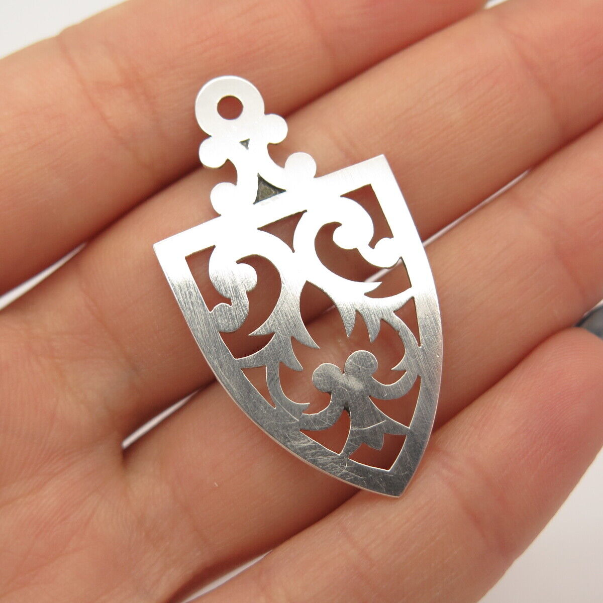 925 Sterling Silver Vintage Cutout Ornate Pendant