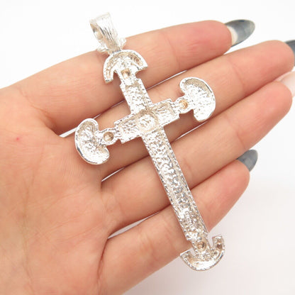 925 Sterling Silver Vintage Striped Cross Pendant