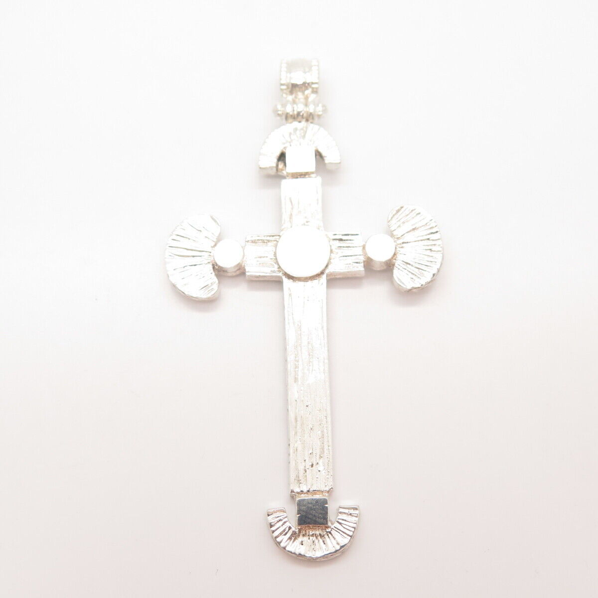 925 Sterling Silver Vintage Striped Cross Pendant