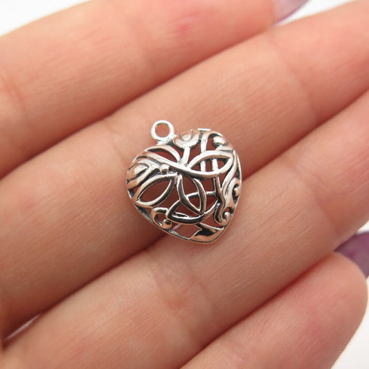 925 Sterling Silver Vintage Ornate Heart Pendant