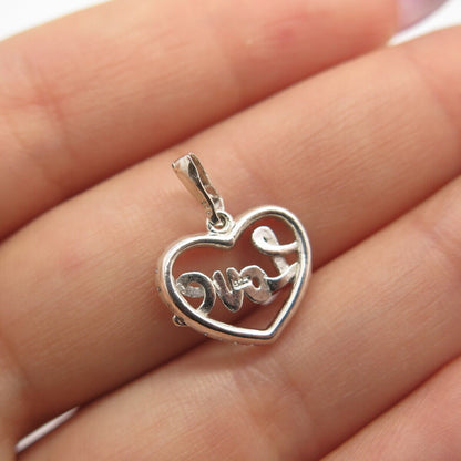 925 Sterling Silver C Z "Love" Open Heart Pendant