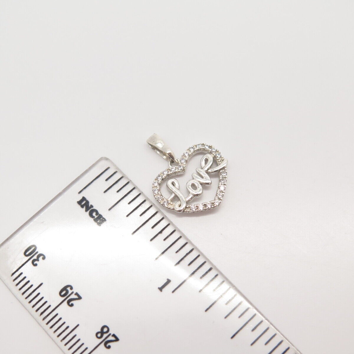 925 Sterling Silver C Z "Love" Open Heart Pendant