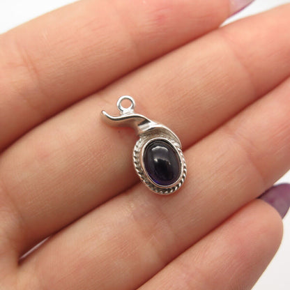 925 Sterling Silver Vintage Shube Real Amethyst Gemstone Pendant