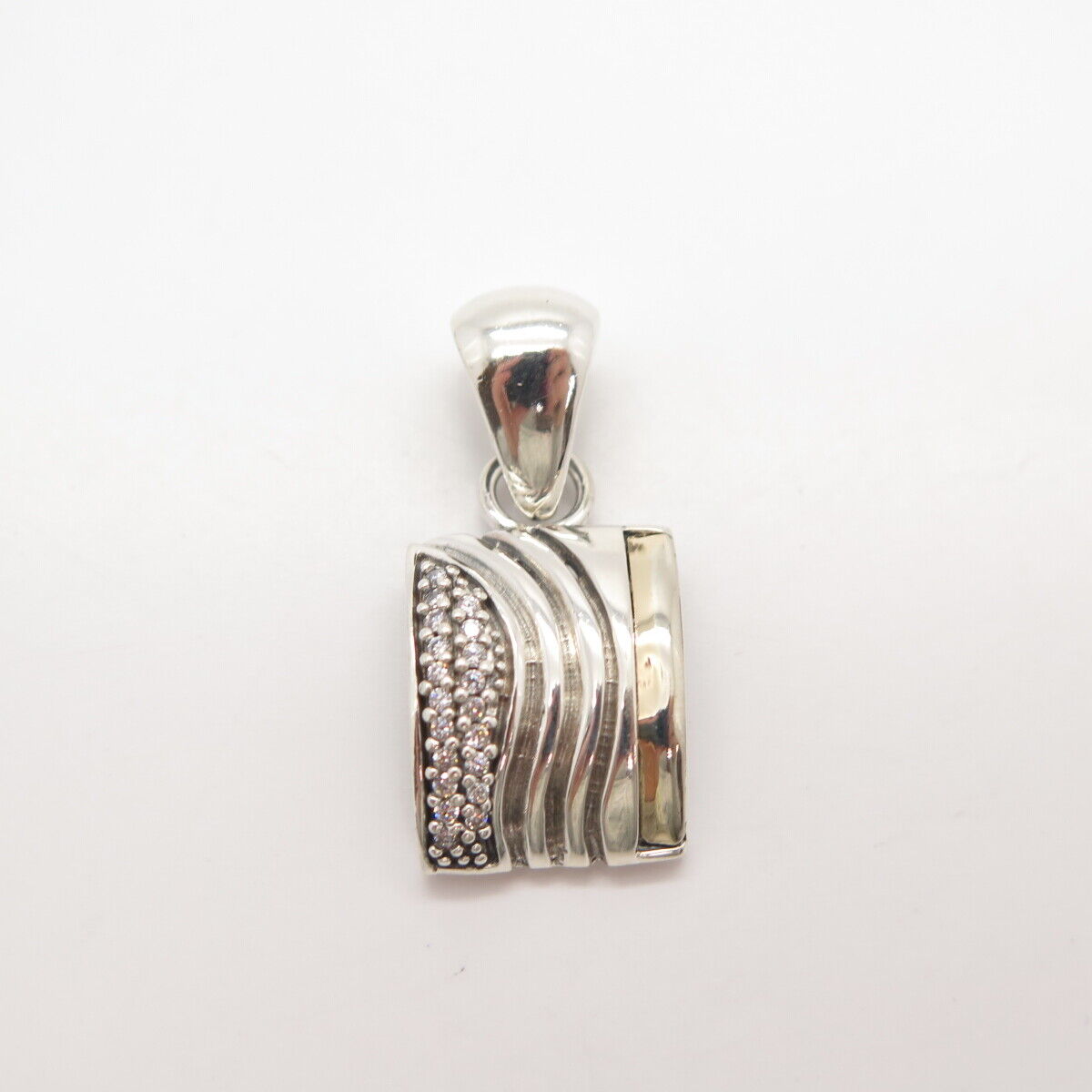 925 Sterling Silver 2-Tone C Z Modernist Pendant