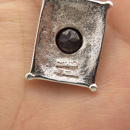 925 Sterling Silver Real Red Garnet & Citrine Gemstone Pendant