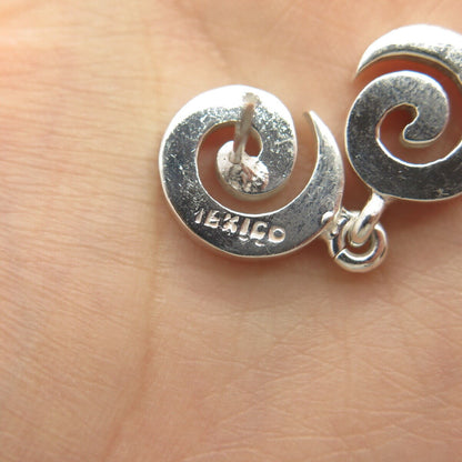 925 Sterling Silver Vintage Mexico Swirl Dangling Earrings