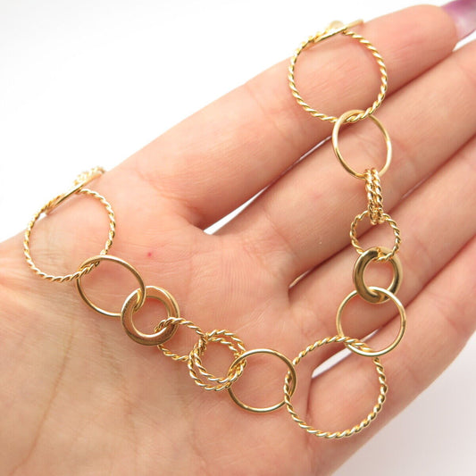 925 Sterling Silver Gold Plated Vintage Multi Rolo Chain Necklace 18"