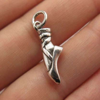 925 Sterling Silver Vintage Pointe Shoes Charm Pendant