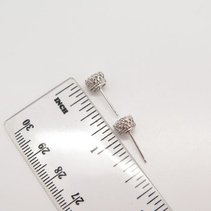 925 Sterling Silver Round-Cut C Z Stud Earrings