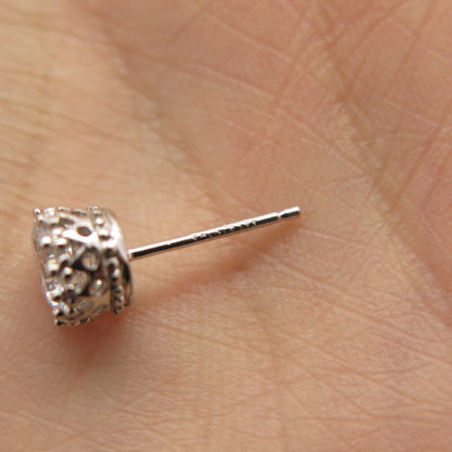 925 Sterling Silver Round-Cut C Z Stud Earrings