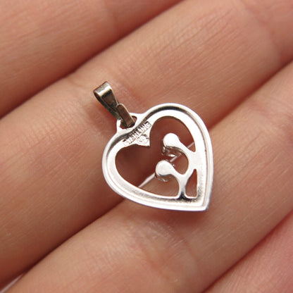 925 Sterling Silver Vintage C Z Heart Pendant