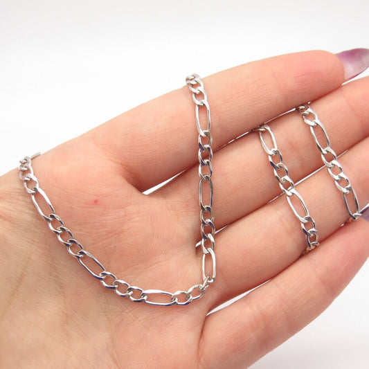 925 Sterling Silver Italy Figaro Chain Necklace 19"