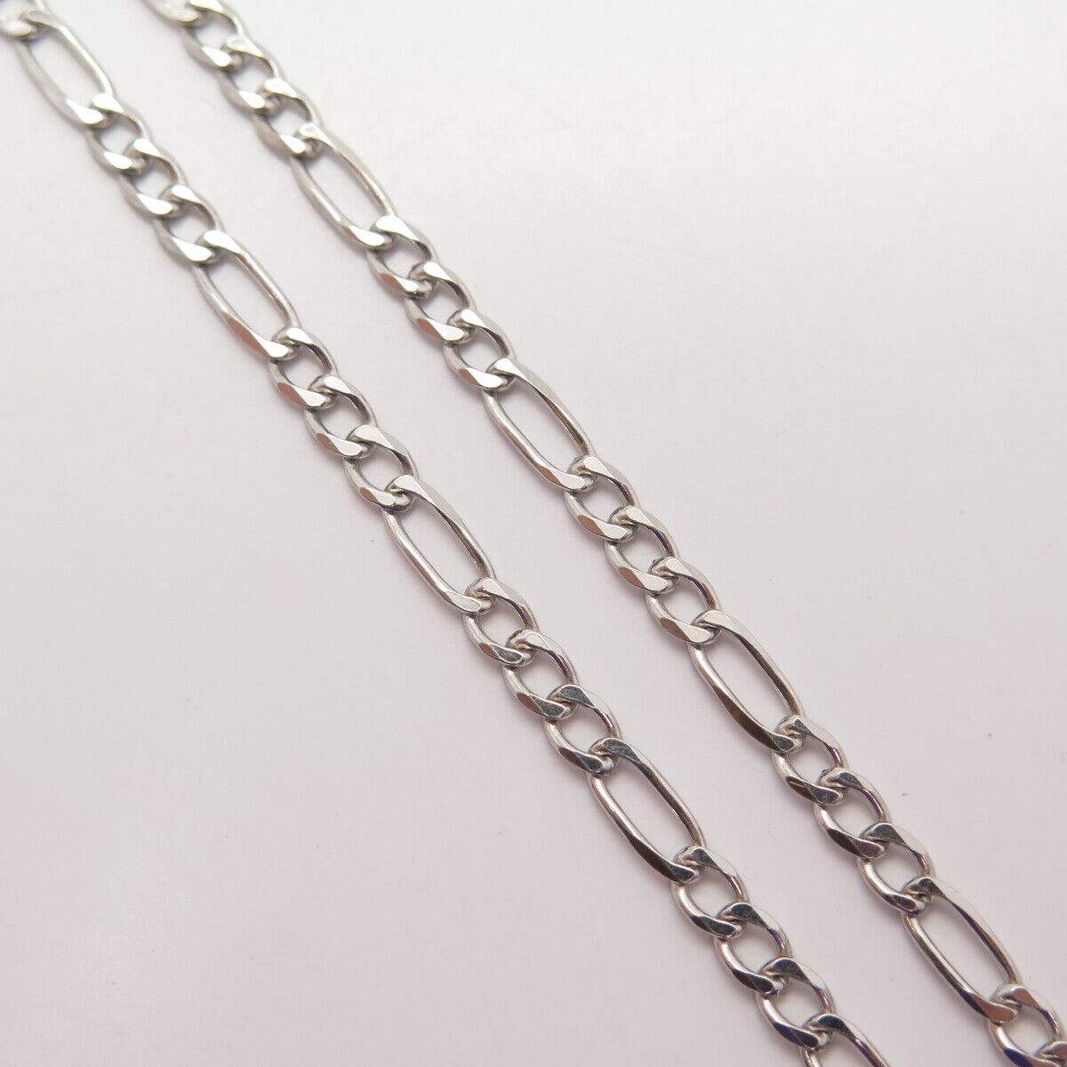 925 Sterling Silver Italy Figaro Chain Necklace 19"