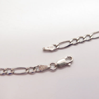 925 Sterling Silver Italy Figaro Chain Necklace 19"