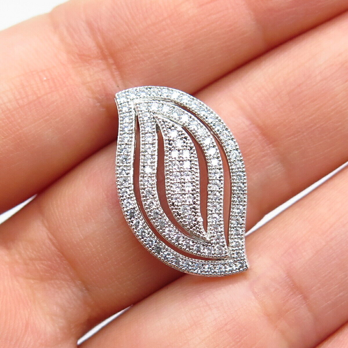 925 Sterling Silver Pave C Z Braided Slide Pendant