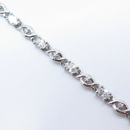 925 Sterling Silver C Z Braided Link Bracelet 7"