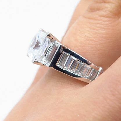 925 Sterling Silver Princess-Cut C Z Ring Size 5.75