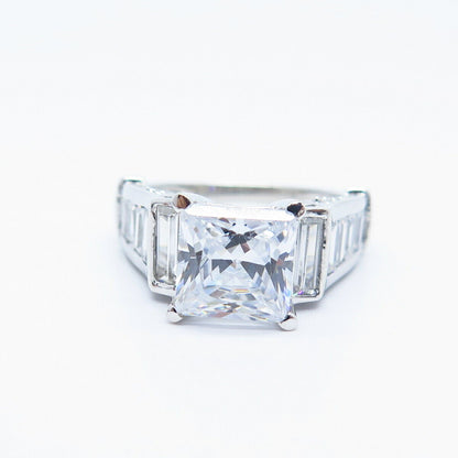 925 Sterling Silver Princess-Cut C Z Ring Size 5.75