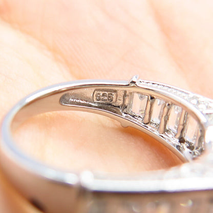 925 Sterling Silver Princess-Cut C Z Ring Size 5.75