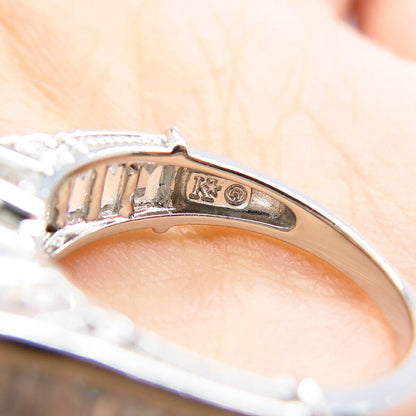 925 Sterling Silver Princess-Cut C Z Ring Size 5.75