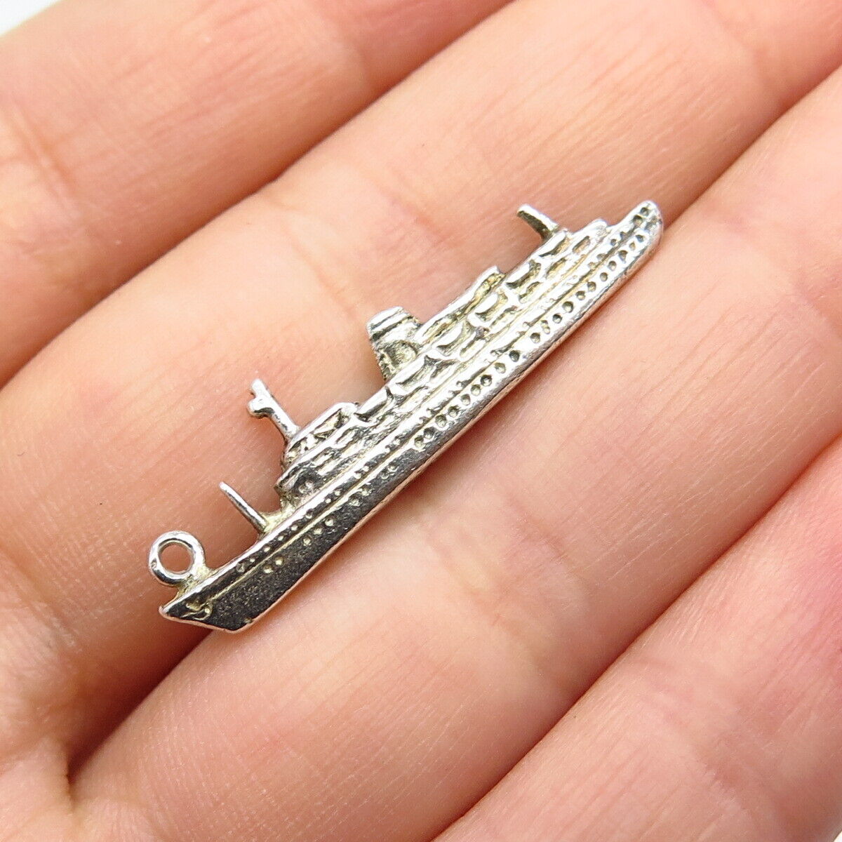 925 Sterling Silver Vintage Liner Ship Pendant