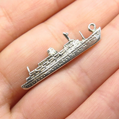 925 Sterling Silver Vintage Liner Ship Pendant