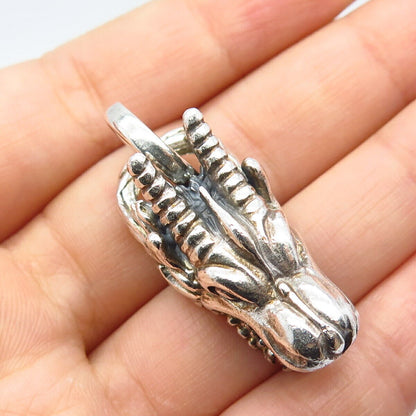 925 Sterling Silver Vintage Wild Beast Head Charm Pendant