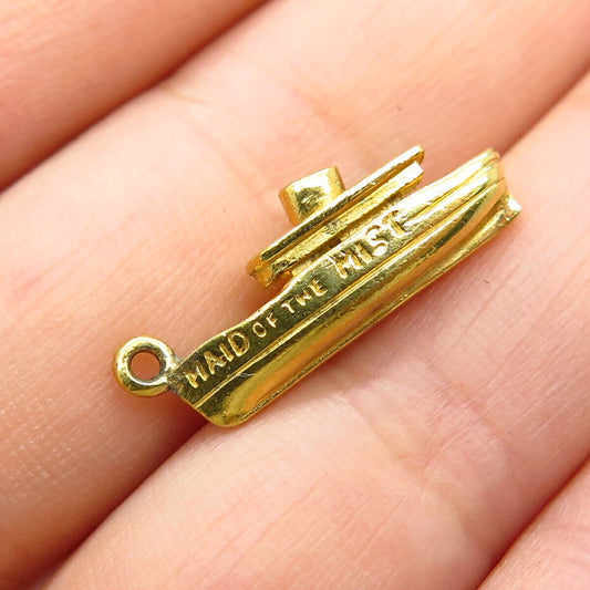 925 Sterling Silver Gold Plated Boat Pendant