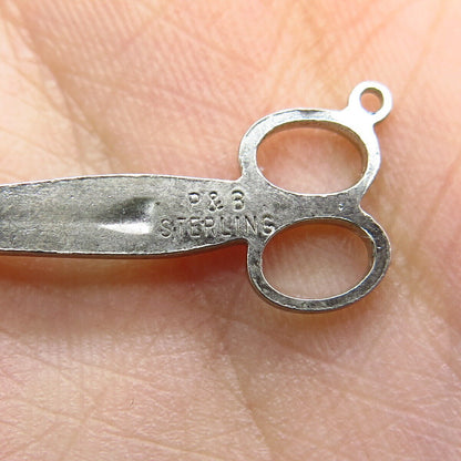 925 Sterling Silver Vintage Scissors Pendant