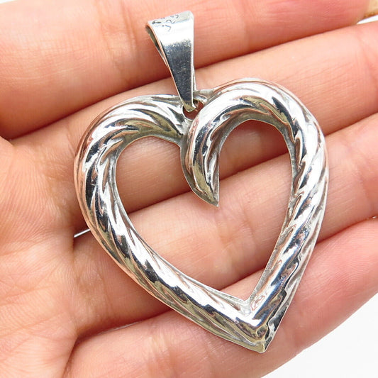 925 Sterling Silver Vintage Mexico Open Heart Pendant