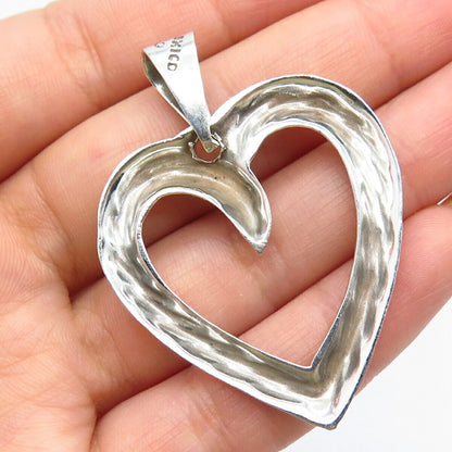 925 Sterling Silver Vintage Mexico Open Heart Pendant