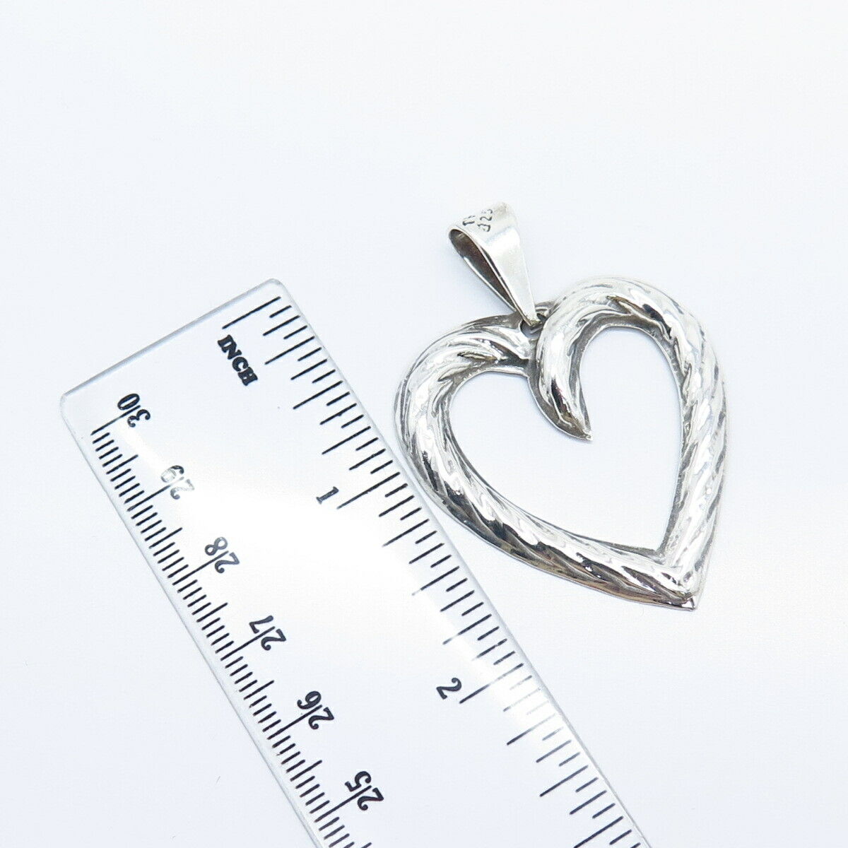 925 Sterling Silver Vintage Mexico Open Heart Pendant