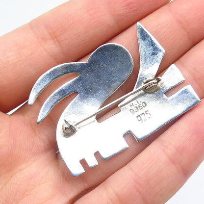 925 Sterling Silver Vintage Mexico Enamel Tribal Pin Brooch