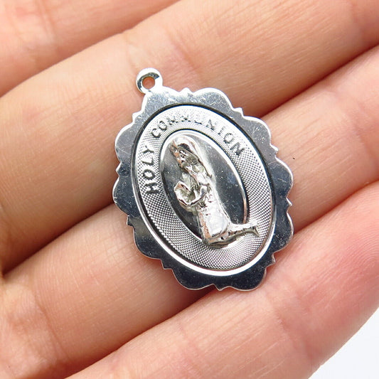 925 Sterling Silver Vintage "Holy Communion" Religious Pendant