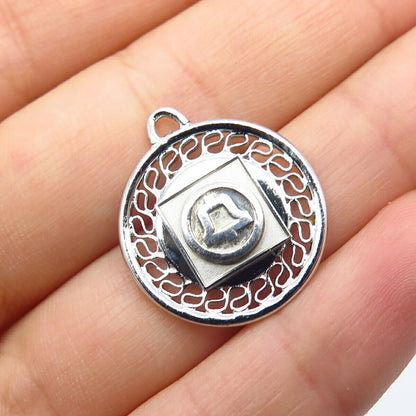 925 Sterling Silver Vintage Bell Eternal Curve Pendant