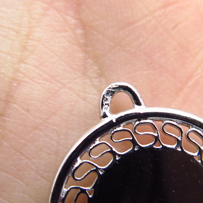 925 Sterling Silver Vintage Bell Eternal Curve Pendant