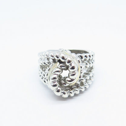 925 Sterling Silver Vintage Twisted Knot Ring Size 7